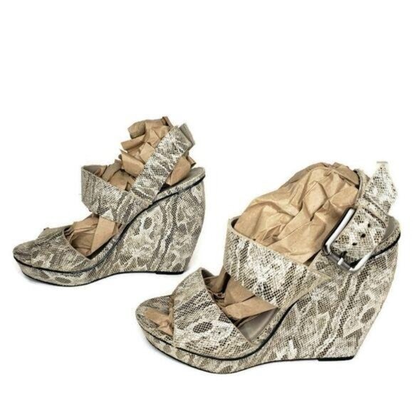 Rebecca Minkoff Women's Snake Print strappy Wedge Sandals Size 7 - Picture 4 of 16